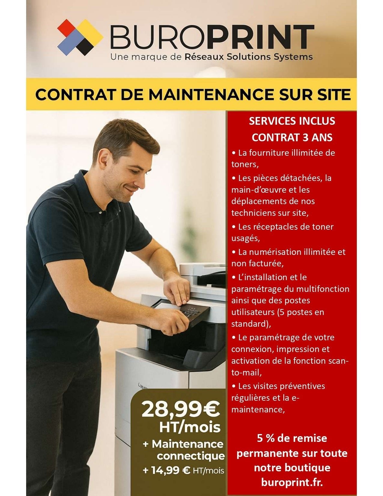 Contrat de Maintenance Photocopieur N&B – Tout Inclus | Buroprint - Buroprint