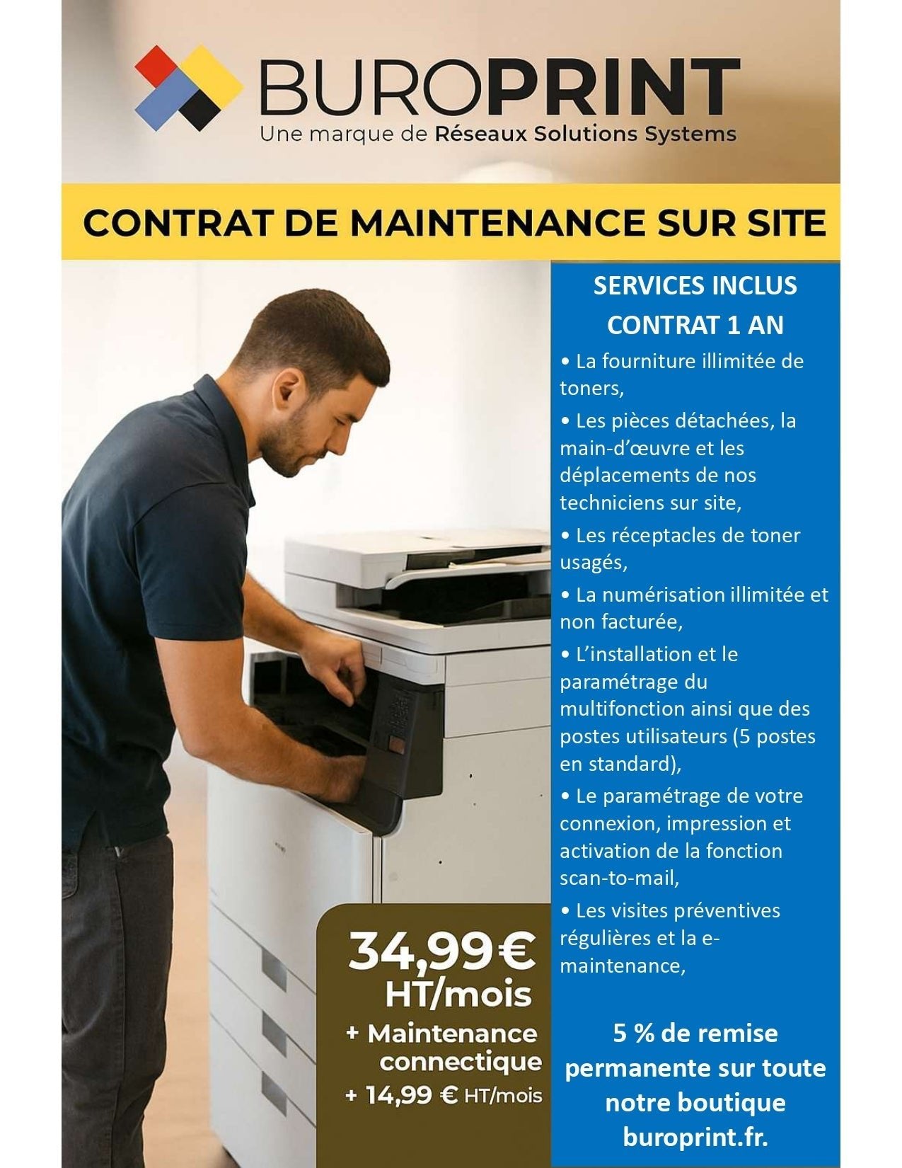 Contrat de Maintenance Photocopieur N&B – Tout Inclus | Buroprint - Buroprint